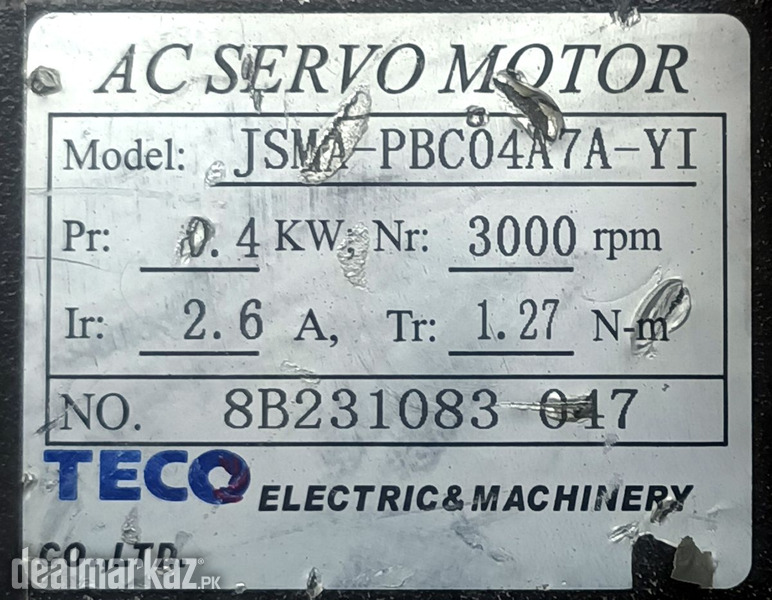 TECO ELECTRIC 0.4Kw (400W) JSMA-PBC04A7A-YI AC Servo Motor SM1228 photo 2