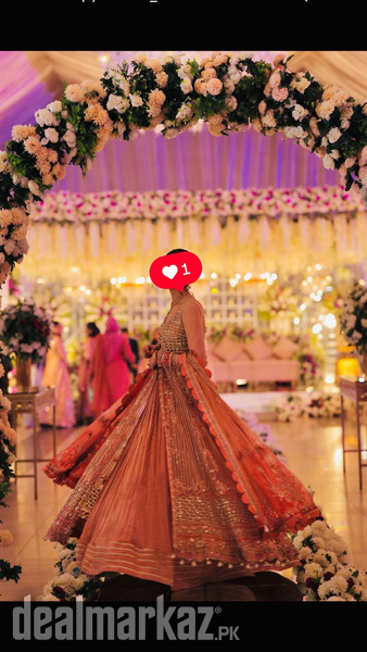 Bridal pink peach walima dress photo 2
