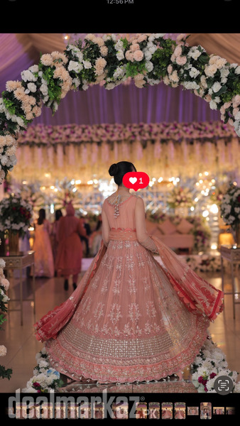 Bridal pink peach walima dress photo 1