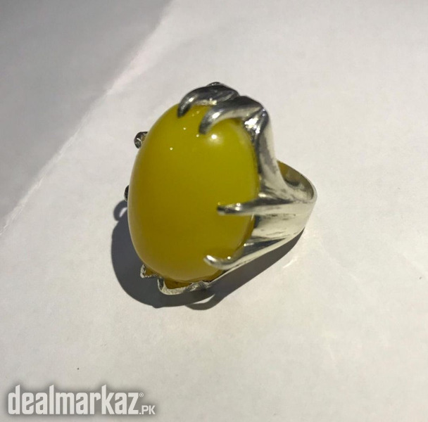 Yellow Agate - Yellow Aqeeq Silver Ring - Whatsapp for order photo 2