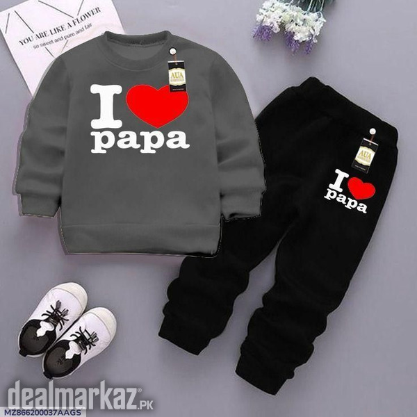 2 PCs Girls Fleece Painted Sweatshirt Tracksuit photo 2