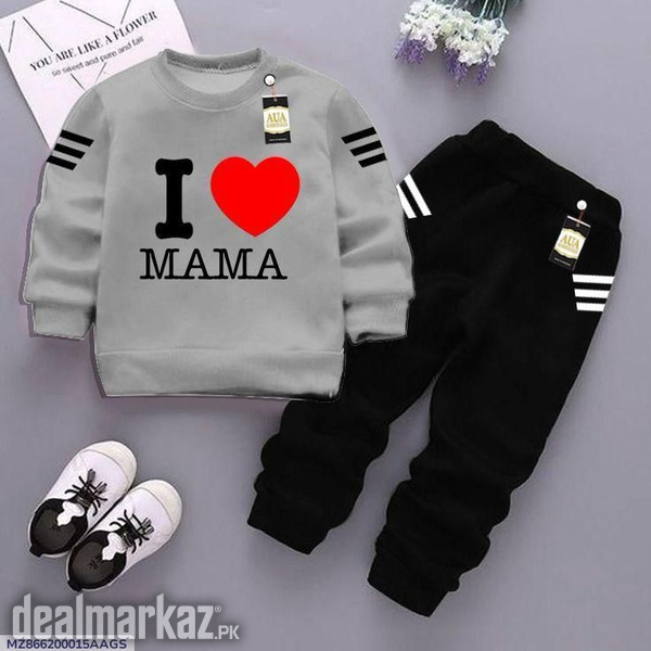 2 PCs Girls Fleece Painted Sweatshirt Tracksuit photo 1