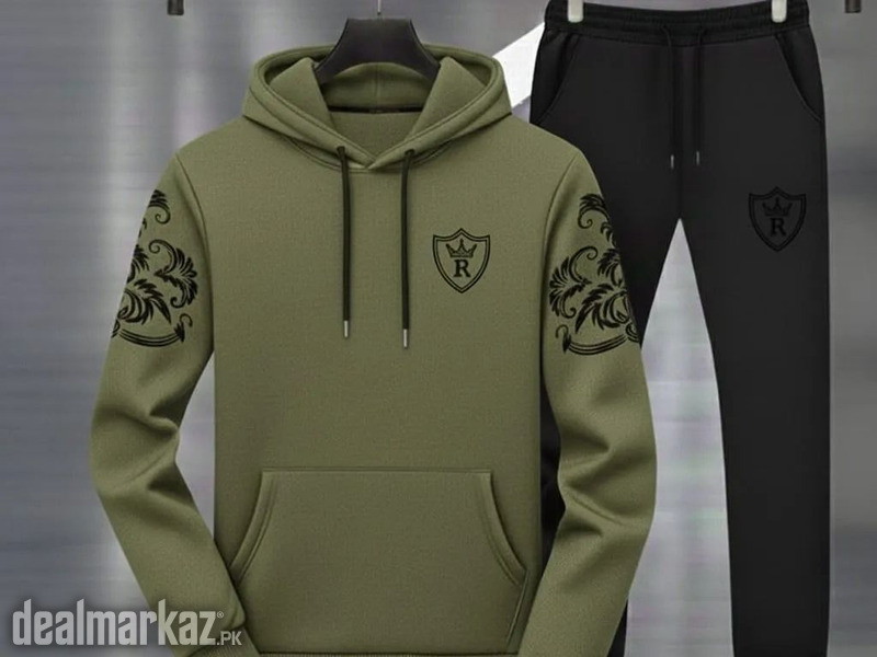 Royal Crest Blue Printed Hoodie Track Suit photo 2