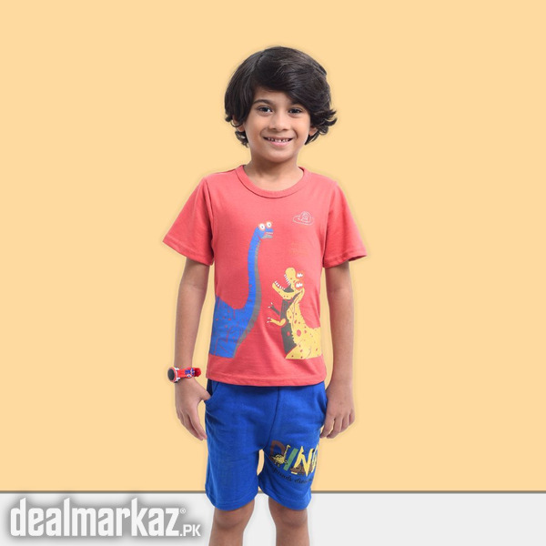 Kids’ Dino Printed 2 Piece Suit - Red and Blue photo 1