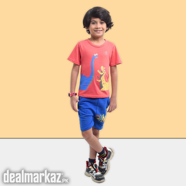 Kids’ Dino Printed 2 Piece Suit - Red and Blue photo 2