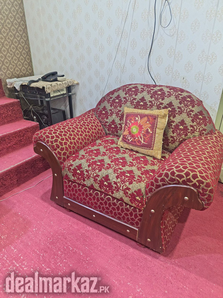 6-Seater Sofa set, 6 pure wood chairs, pure Wood table set with mirror photo 1