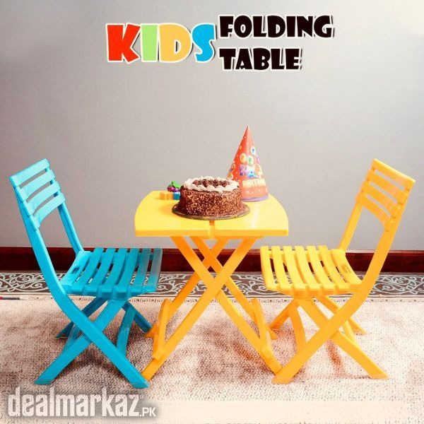 Kids Folding Portable (Table 1) And (Chair Pack of 2) Package photo 1