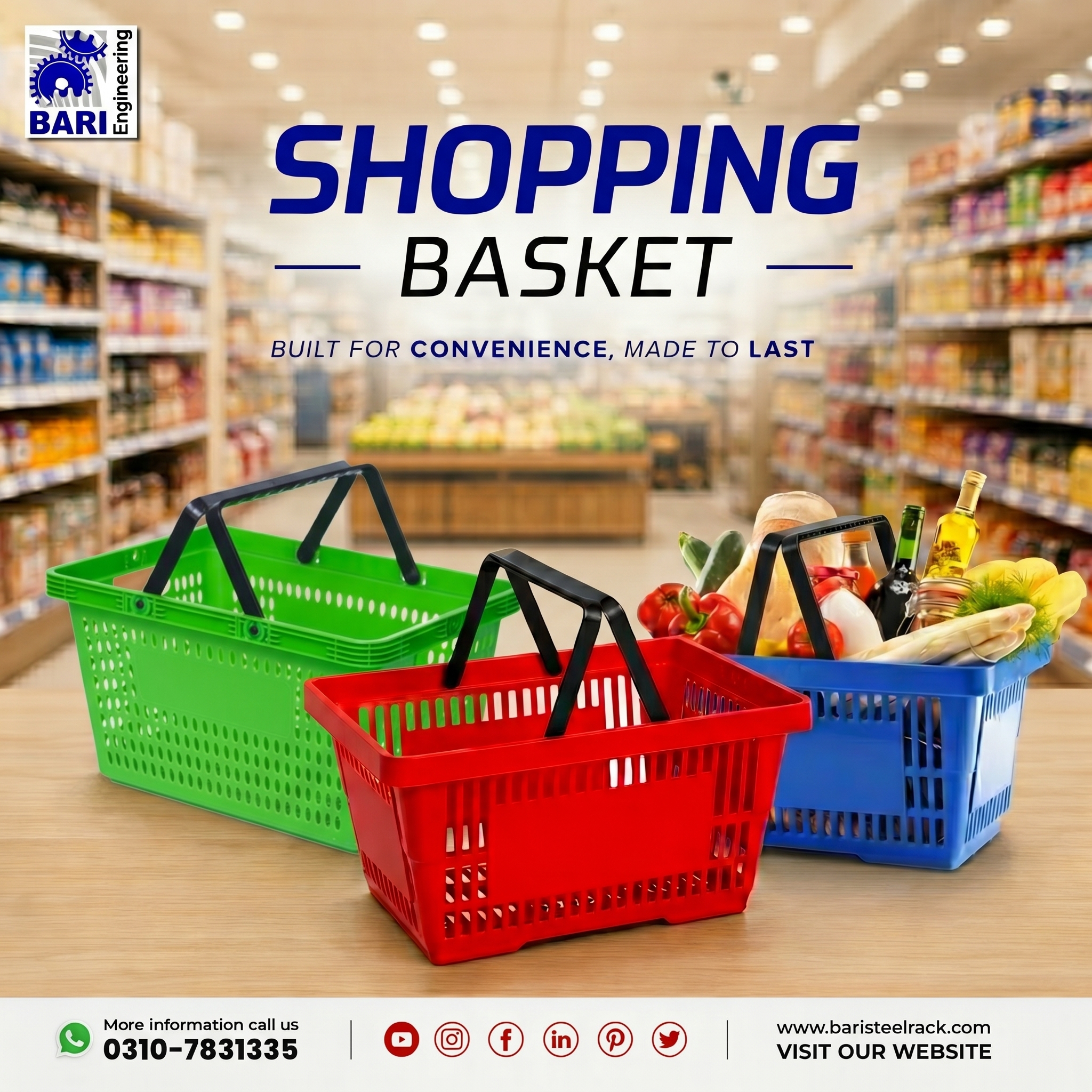 Plastic Shopping Basket | Bari Engineering Pakistan