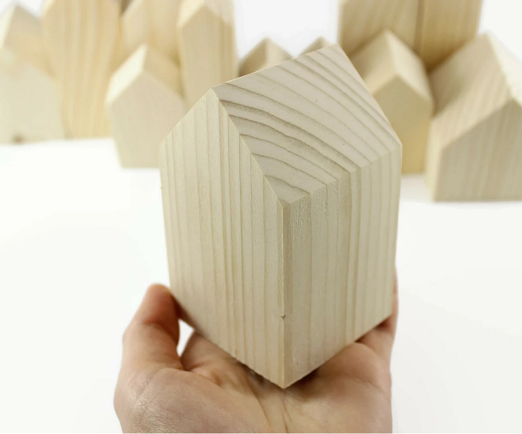 Wooden Mini Houses Set Different Sizes Unfinished Wooden Craft Houses For Painting Table Decor Diy Supplies photo 2