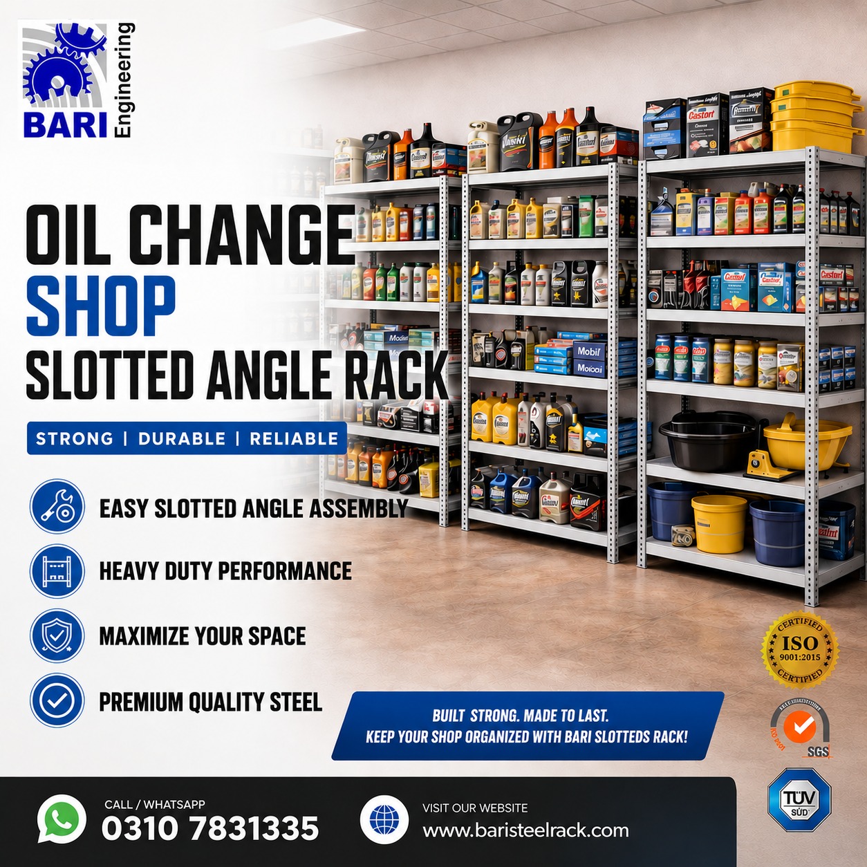 Oil Change Shop Rack | Bari Engineering Pakistan