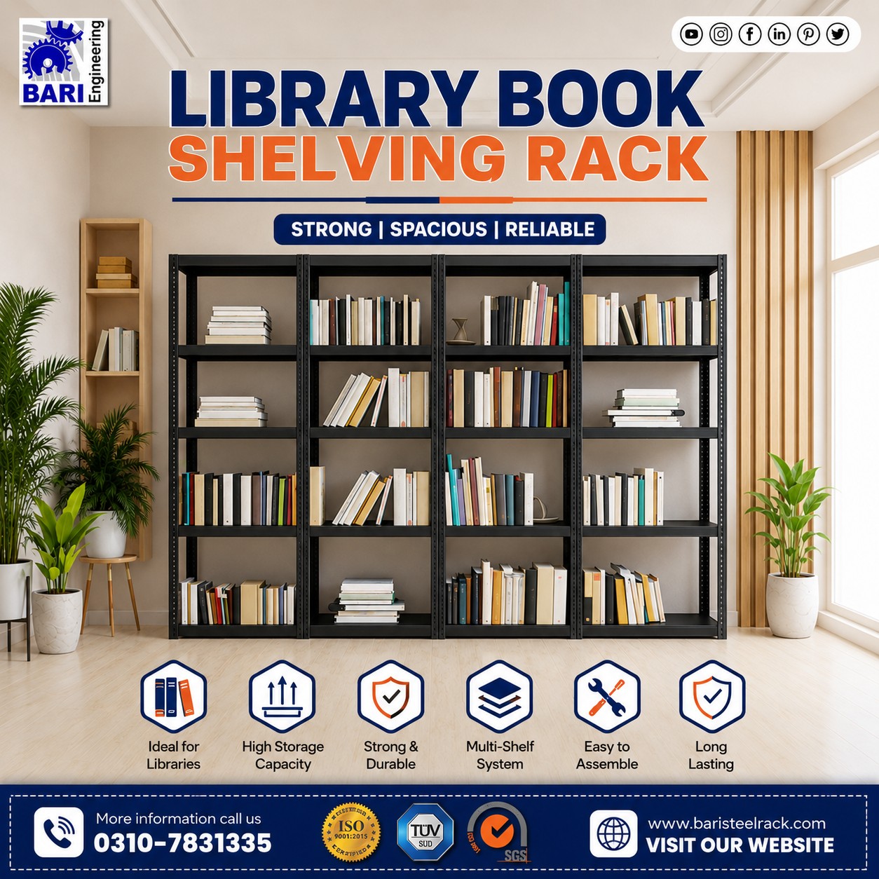 Library Book Shelving Rack | Bari Engieering Pakistan