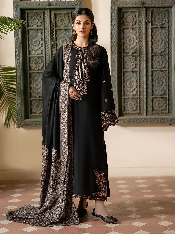 Black Embroidered 3-Piece Lawn Suit for Women photo 2