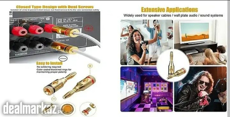 Banana Plugs high quality Gold Plated Speaker Cable connections photo 3