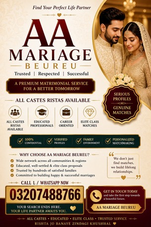 AA Marriage Bureau Pakistan – Genuine Rishtay For Educated Families