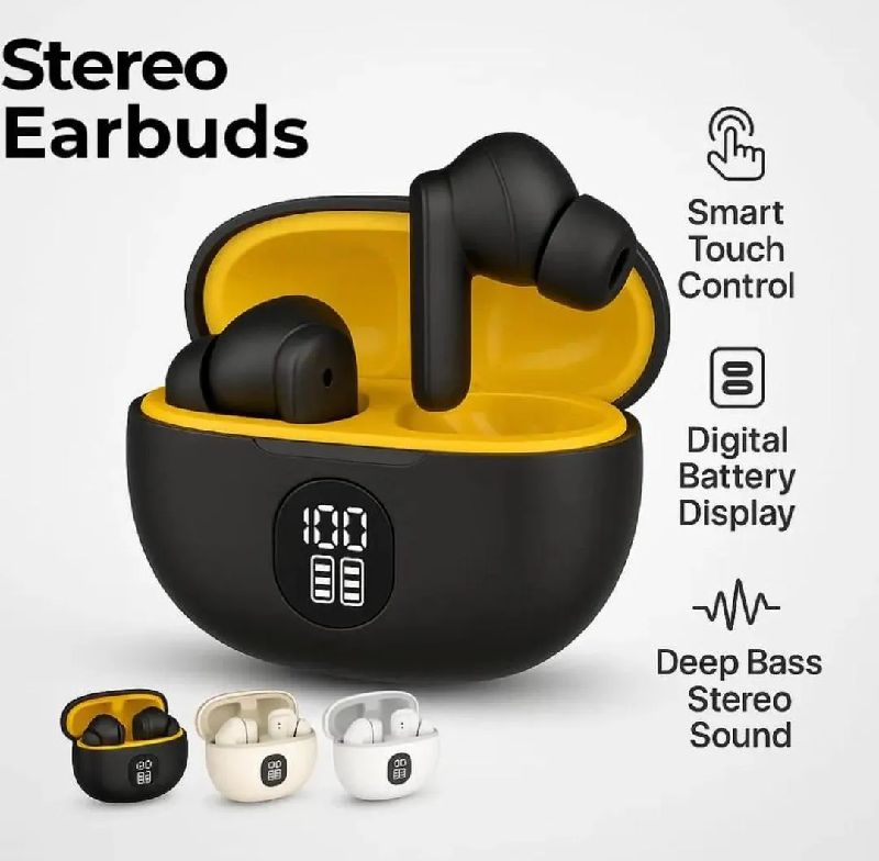 Premium Wireless Earbuds Black Yellow Bluetooth 5.3 photo 5