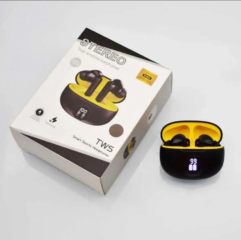 Premium Wireless Earbuds Black Yellow Bluetooth 5.3