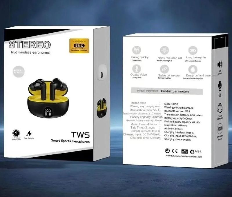 Premium Wireless Earbuds Black Yellow Bluetooth 5.3 photo 3