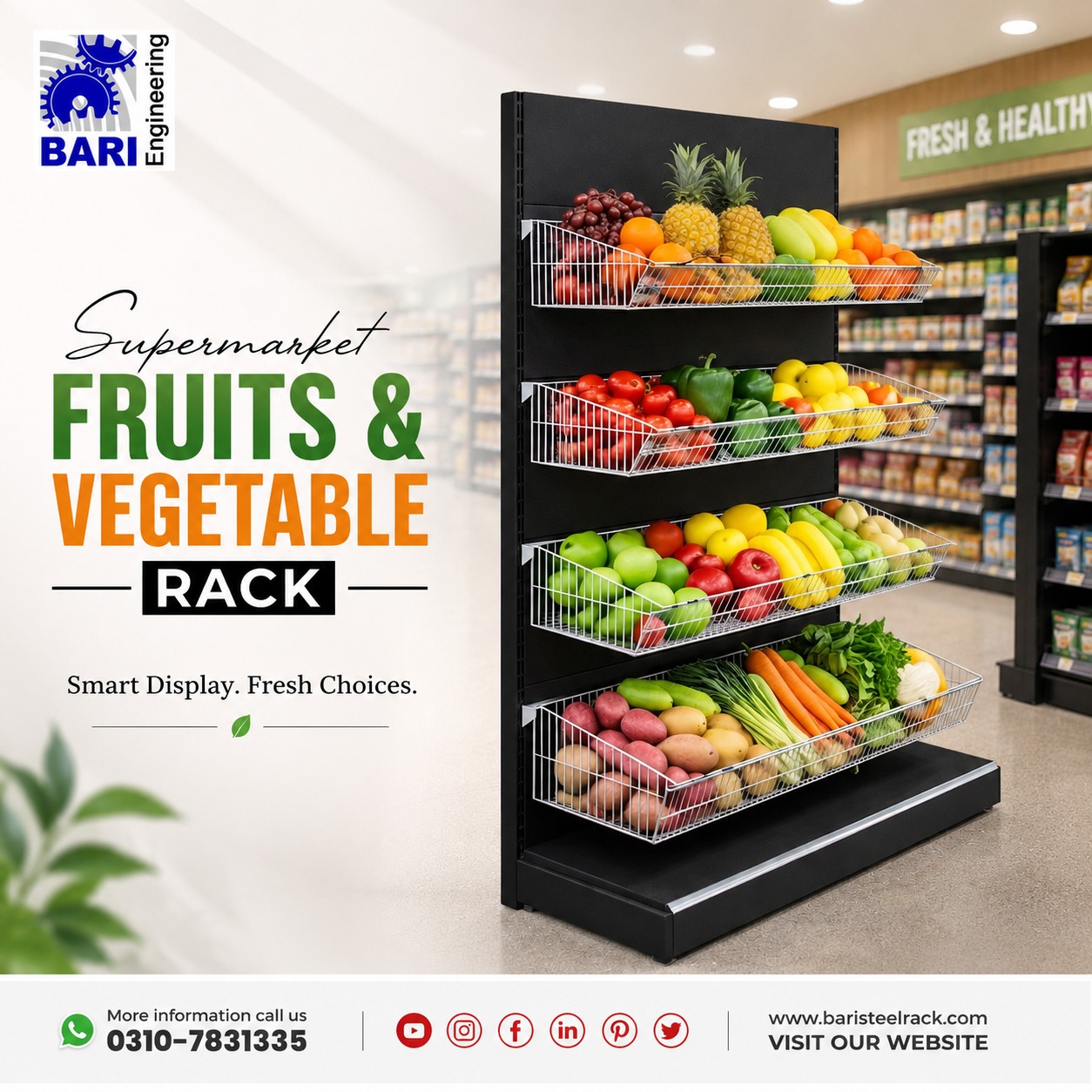 Supermarket Fruits And Vegetable Racks | Bari Engineering Pakistan