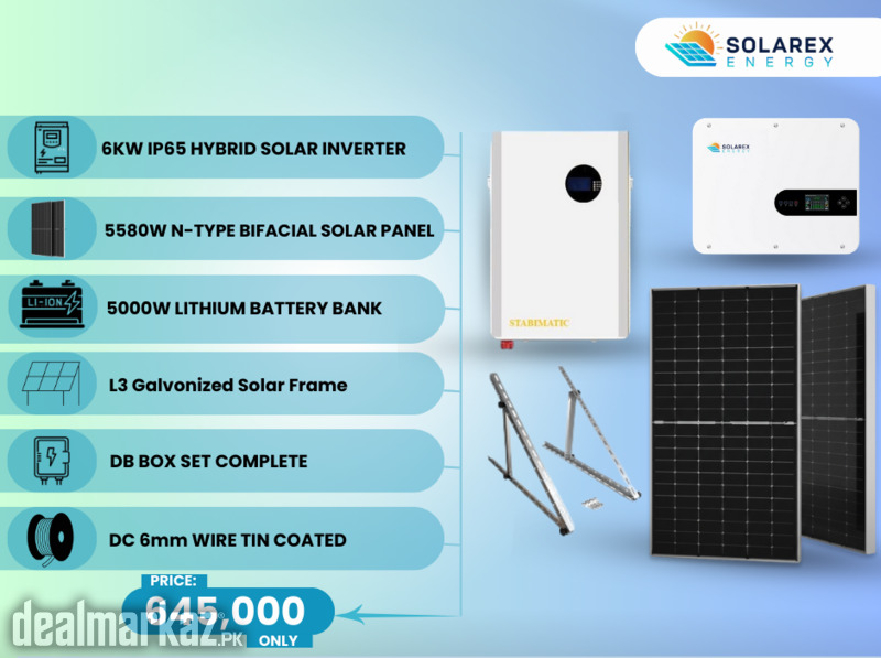 6KW Hybrid | IP65 Rated | 620W Solar Panel | Complete System