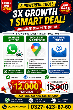 PKR 12000,  🔥 WhatsApp Bot + Google Map Leads + Bulk Email Sender photo 1
