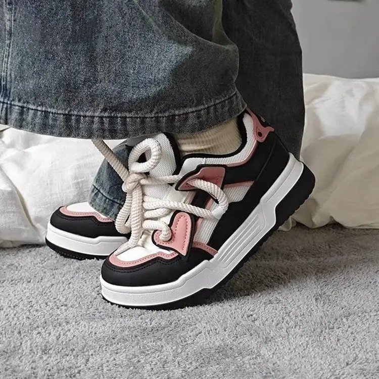 Women’s Mesh Sneakers – Black, Pink & White photo 4