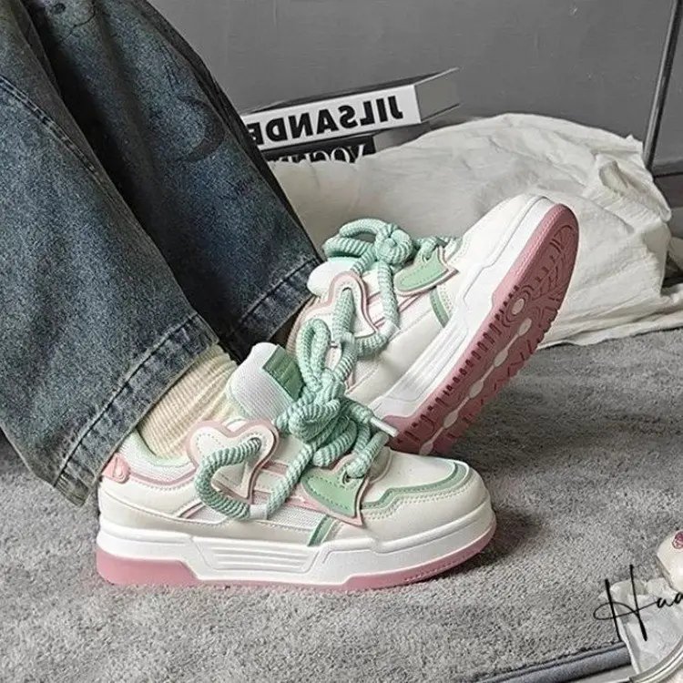 Women’s Mesh Sneakers – Black, Pink & White photo 2