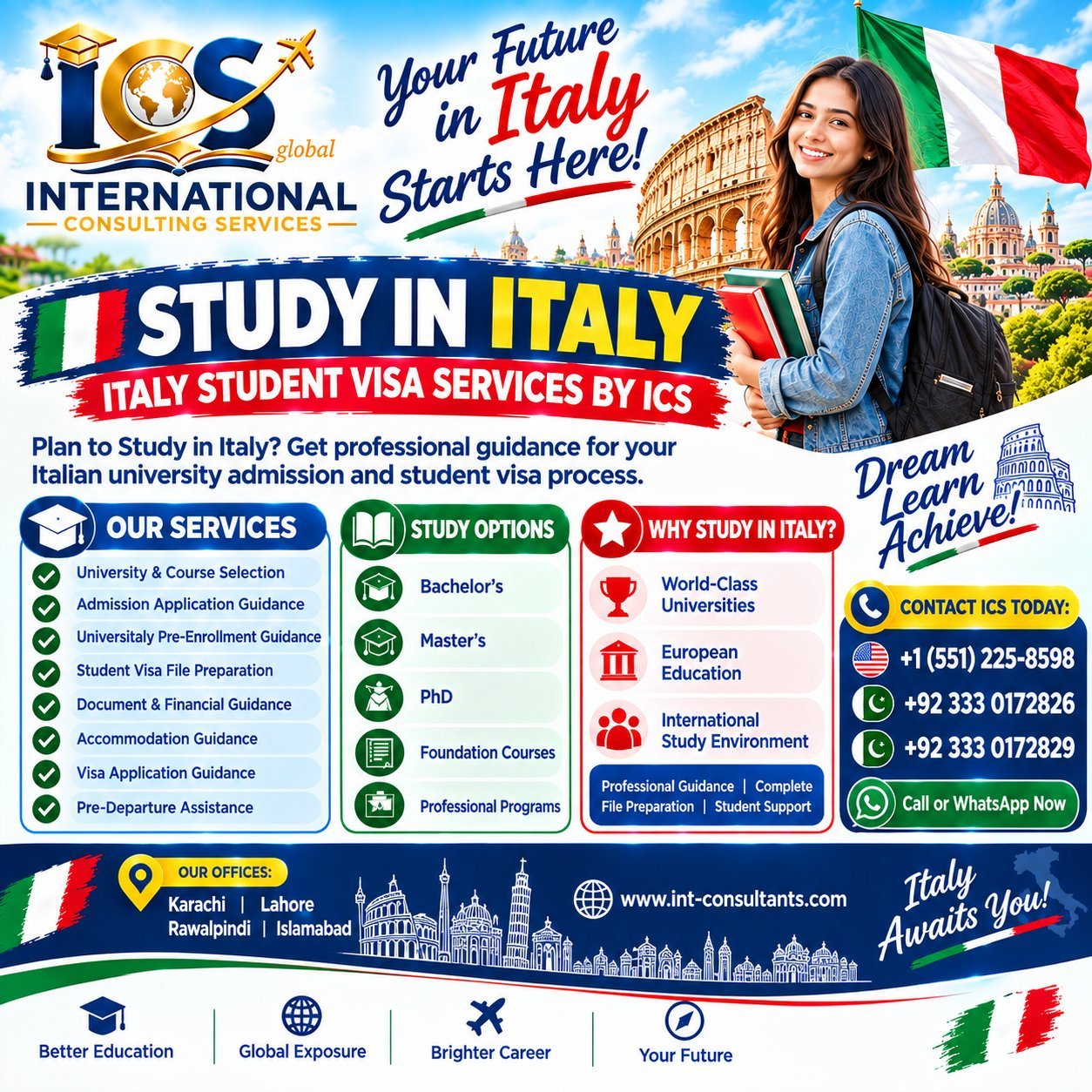 Study in Italy – Student Visa & University Admission Services | ICS photo 1