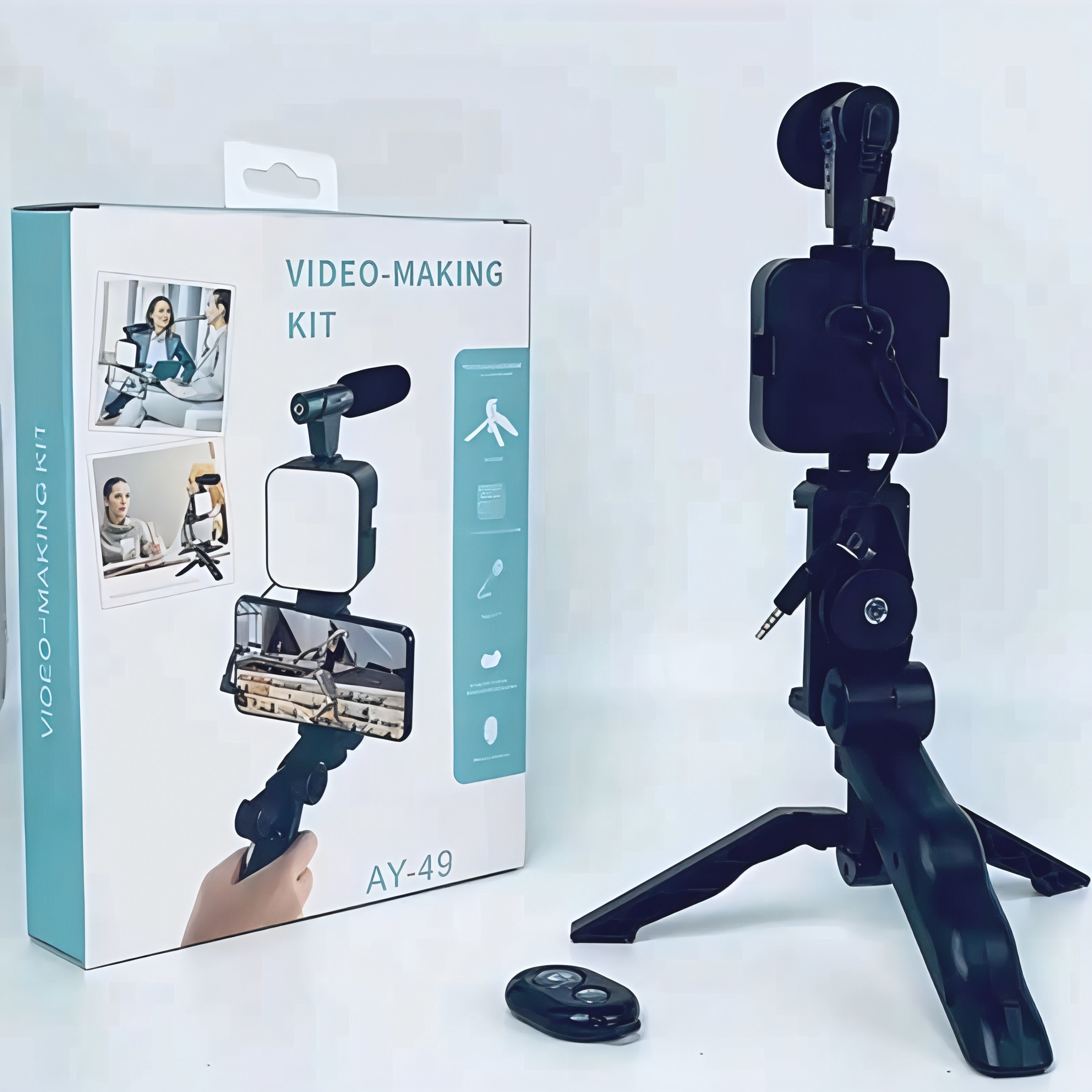 Vlogging Kit for TikTok/YouTube - Tripod, Mic, LED Light, Remote photo 1