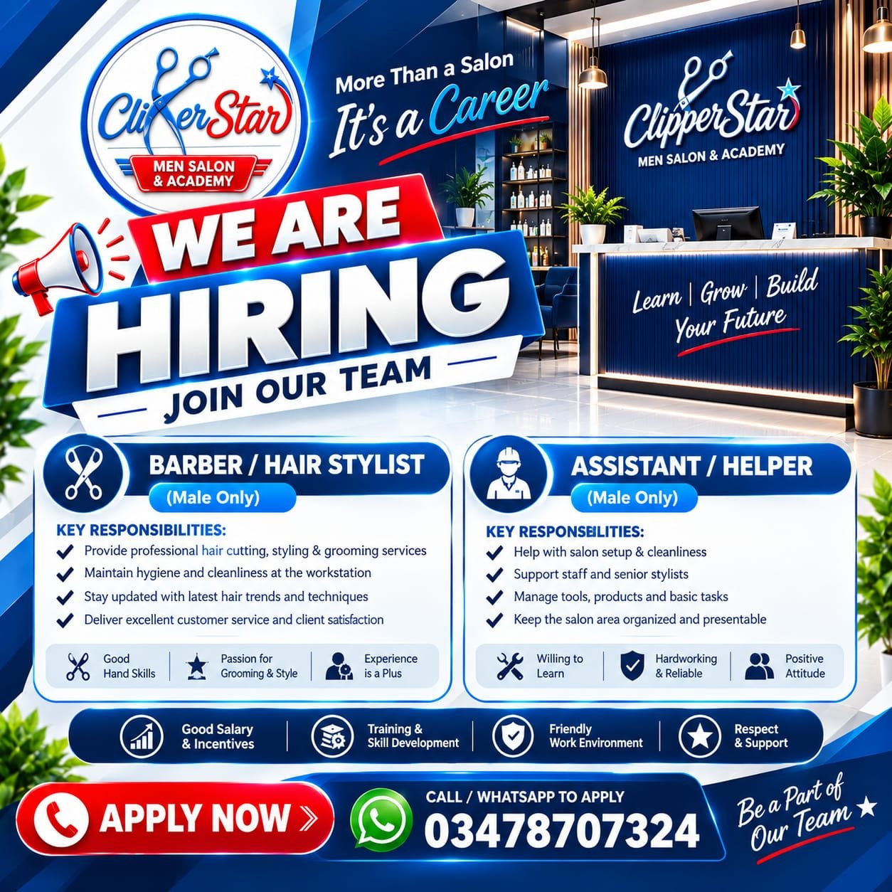 Barber / Hair Stylist & Salon Assistant Required photo 1