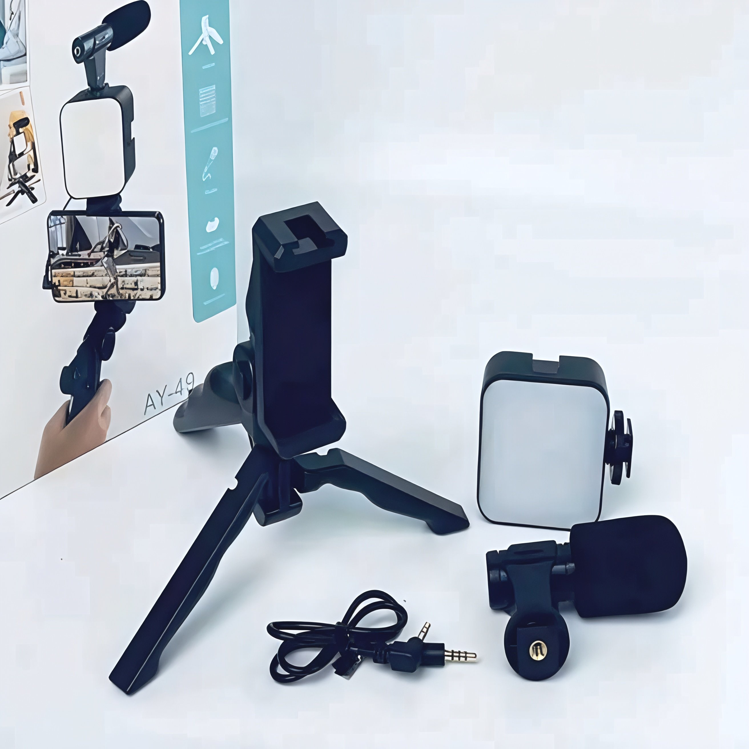 Vlogging Kit for TikTok/YouTube - Tripod, Mic, LED Light, Remote photo 2