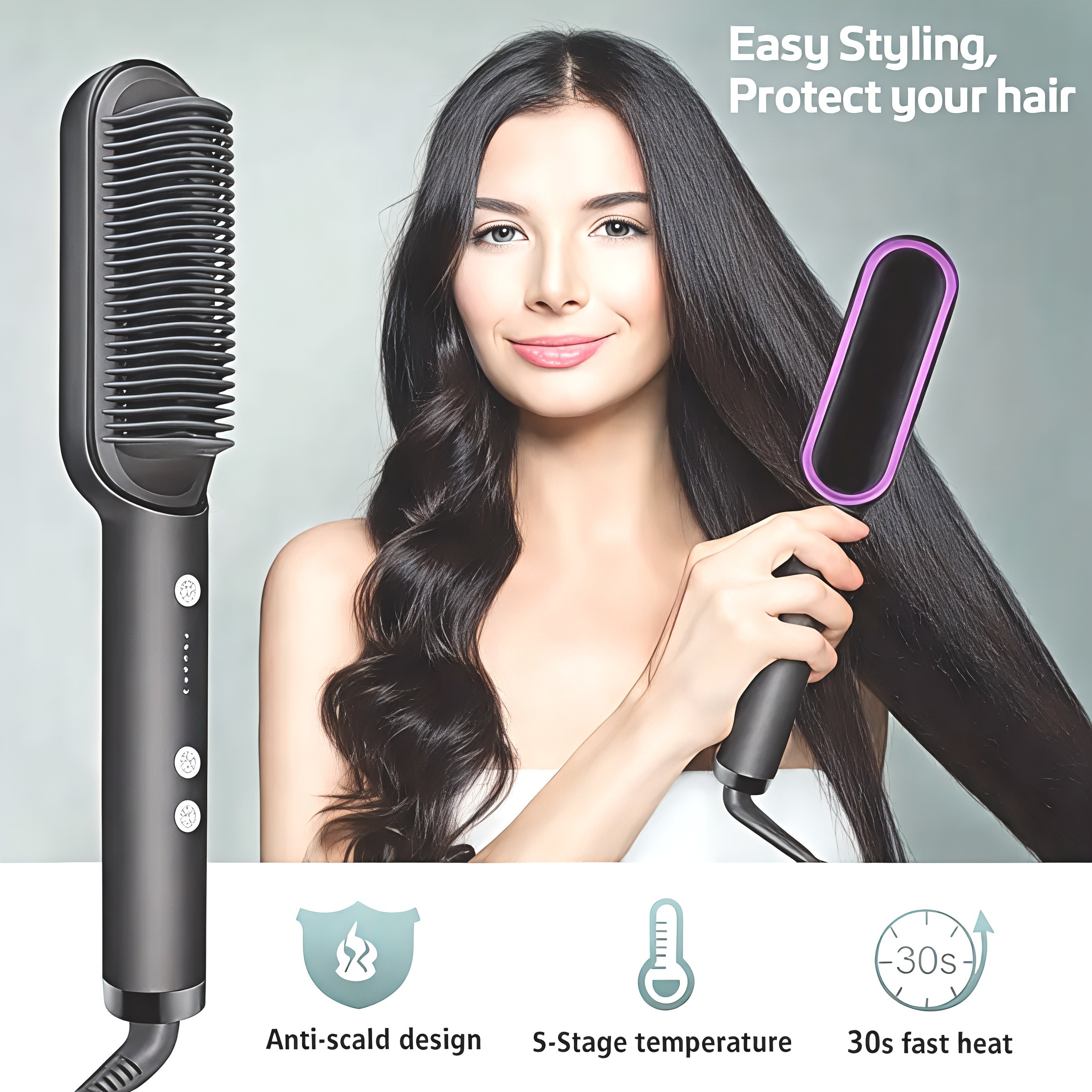Baal Straight Karna Hua Ab Asaan! 2-in-1 Hot Air Straightener Brush